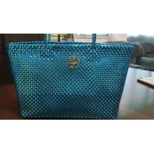 Woven Novelty Tote Women Shopping Purse PVC Man Made Handbag